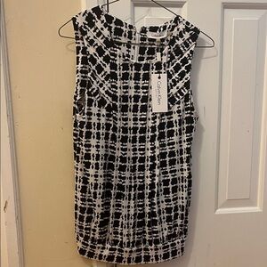 Calvin Klein Black & White Geometric Sleeveless Dress